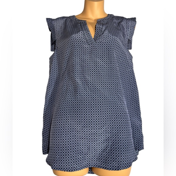 J. Crew Womens Silk Top Blouse Size 8 Cap Sleeves V-Neck Tank Modest Summer Blue - Picture 11 of 11
